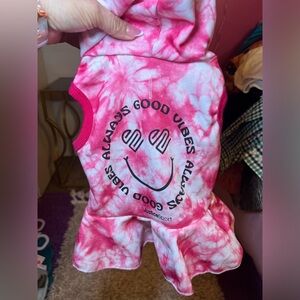 Pink Tie-Dye Dog Hoodie Dress